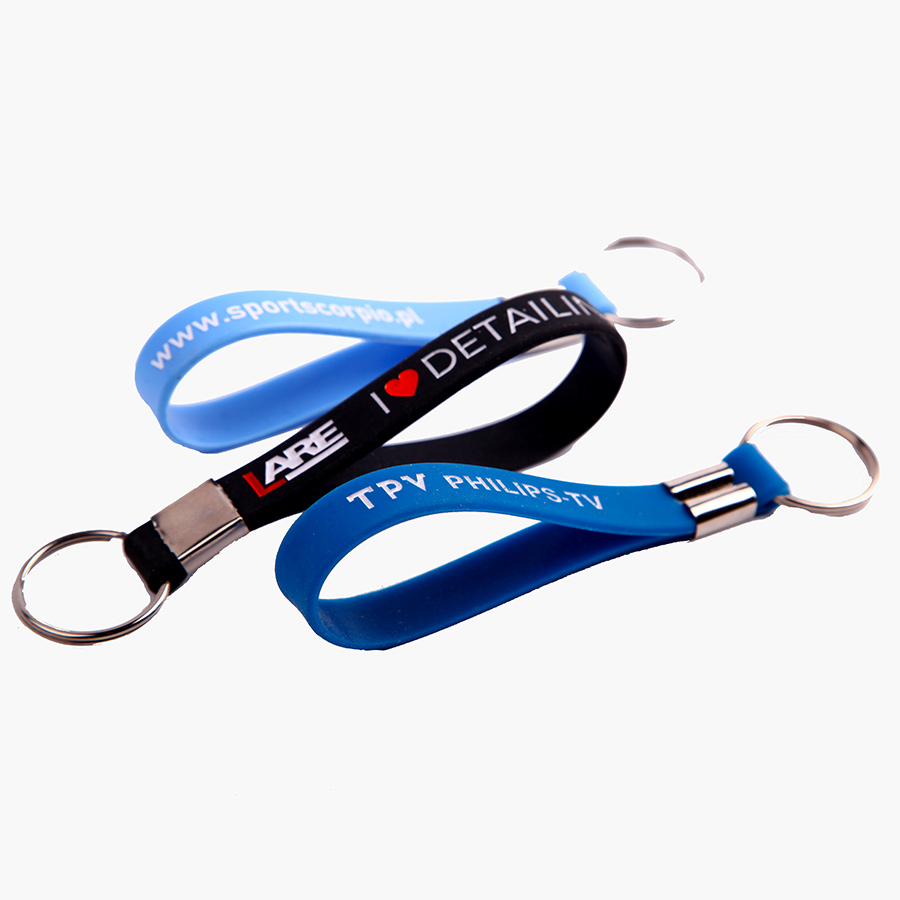 Siliconen sleutelhangers met bedrukking & debossing Siliconen sleutelhangers met bedrukking & debossing