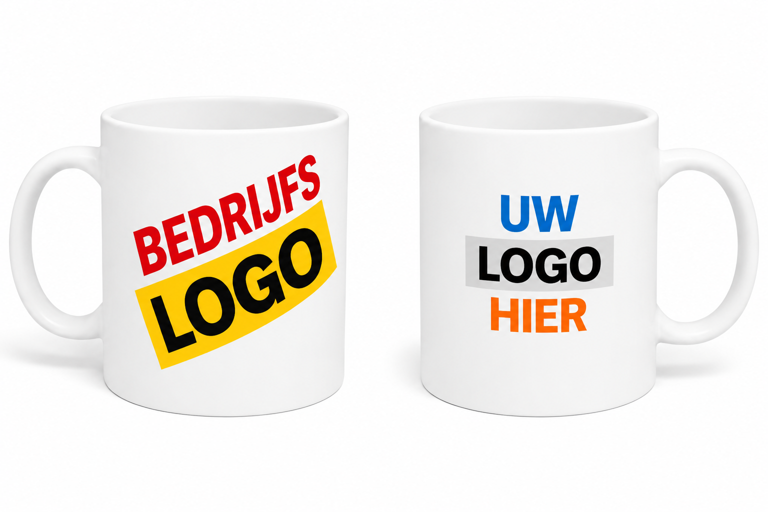 Witte promotiemokken bedrukt met logo